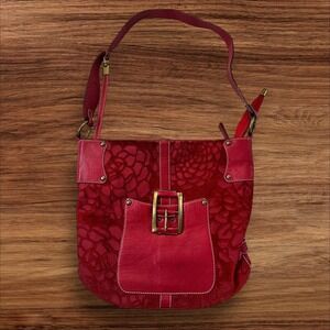 Red Floral Leather Shoulder‎ Bag Womens Ladies Purse Designer